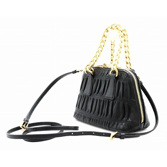 Prada Gaufre Bag Black Chain Nappa Shoulder - Picture 1 of 9